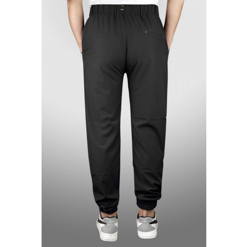 Men's Polyster Solid Track Pant-Lower (Black)