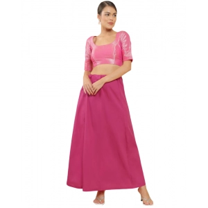 Generic Women's Cotton Solid Free Size Petticoat (Pink)