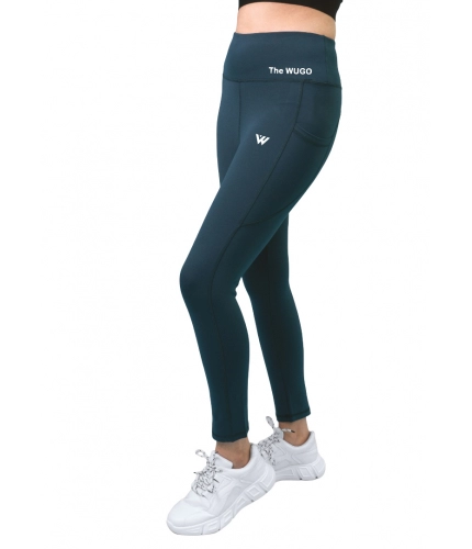 Women's Polyster Solid Sport Leggings (Blue)