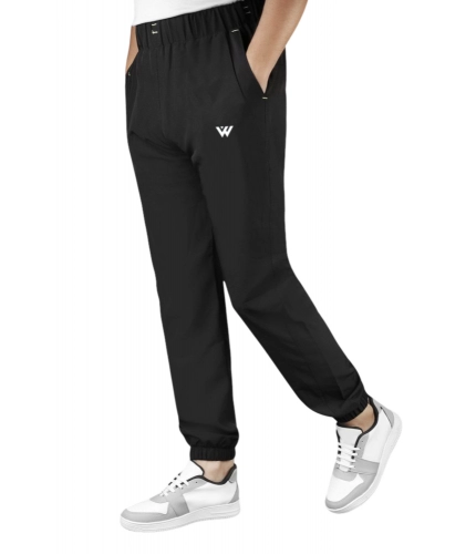 Men's Polyster Solid Track Pant-Lower (Black)