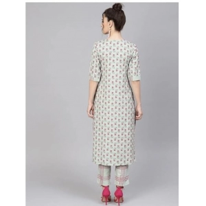 Generic Women's Casual 3/4 Sleeve Printed Rayon Kurti Set (Green)