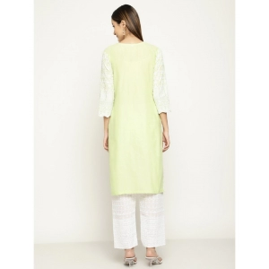 Generic Women's Casual 3/4th Sleeve Printed Cotton Kurti (Light green)
