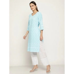 Generic Women's Casual 3/4th Sleeve Printed Cotton Kurti (Sky blue)