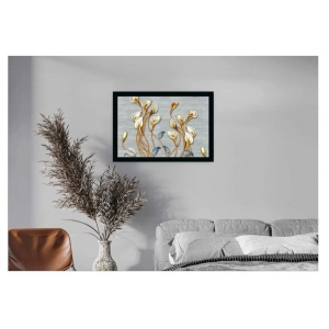 Generic Flower Painting Vinyl Sparkle Coated with Synthetic Photo Frame (Multicolor)