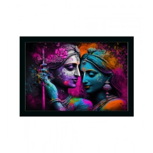 Generic Radha Krishna Painting with Synthetic Photo Frame (Multicolor)