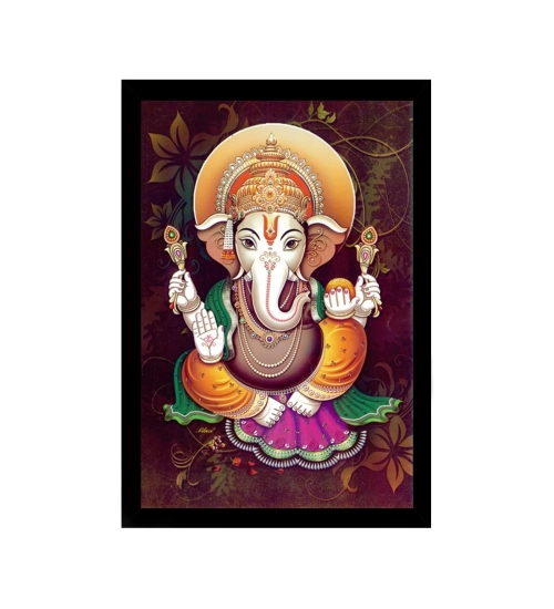 Ganesh Photo with Synthetic Photo Frame (Multicolor)