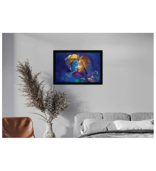 Radha Krishna Painting with Synthetic Photo Frame (Multicolor)