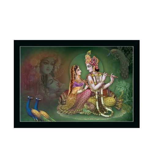 Radha Krishna Painting with Synthetic Photo Frame (Multicolor)