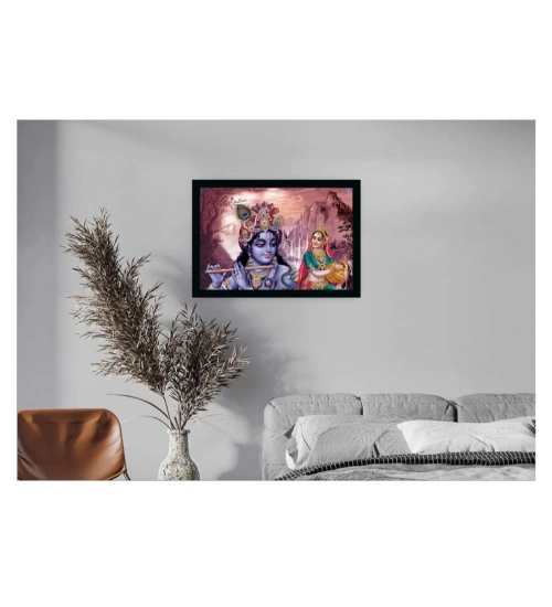 Radha Krishna Painting with Synthetic Photo Frame (Multicolor)