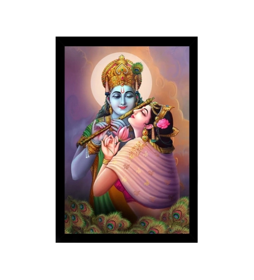 Radha Krishna Painting with Synthetic Photo Frame (Multicolor)