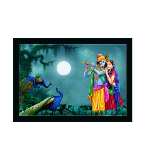 Radha Krishna Painting with Synthetic Photo Frame (Multicolor)