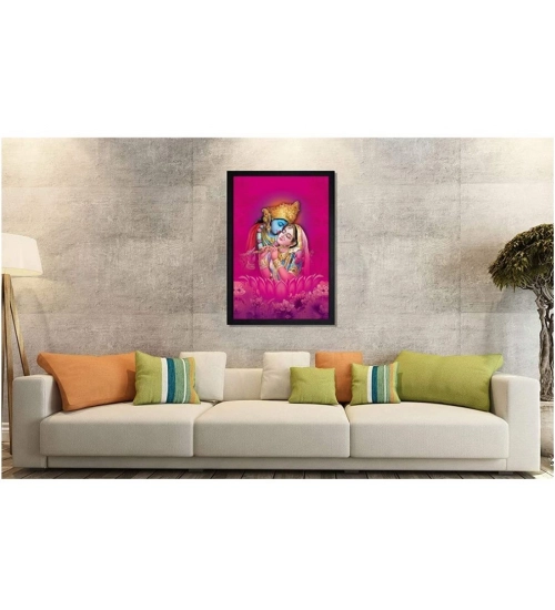 Radha Krishna Painting with Synthetic Photo Frame (Multicolor)