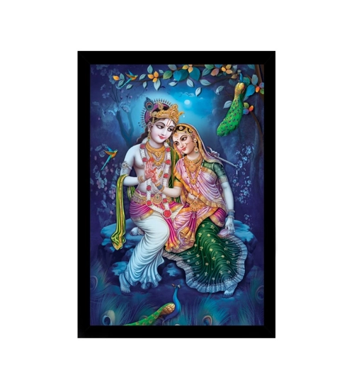 Radha Krishna Painting with Synthetic Photo Frame (Multicolor)