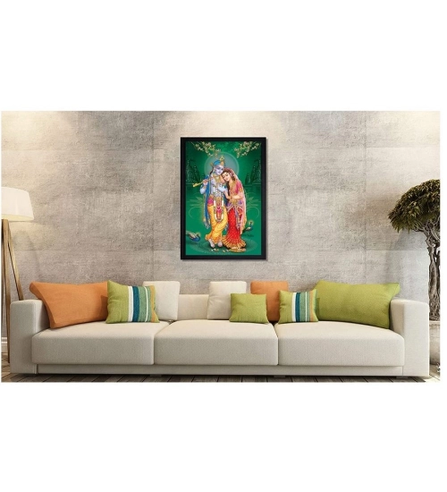 Radha Krishna Painting with Synthetic Photo Frame (Multicolor)
