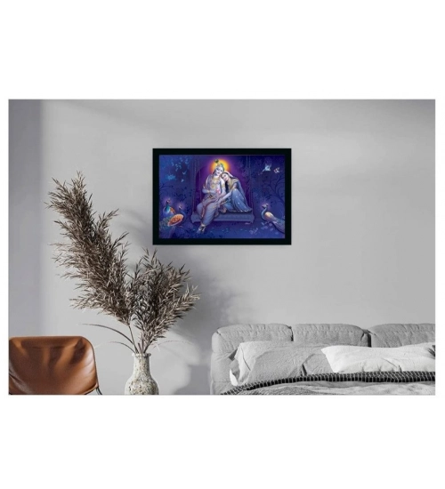 Radha Krishna Painting with Synthetic Photo Frame (Multicolor)