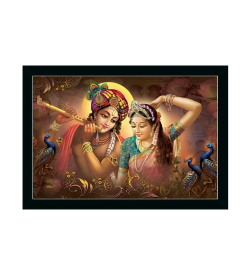 Radha Krishna Painting with Synthetic Photo Frame (Multicolor)