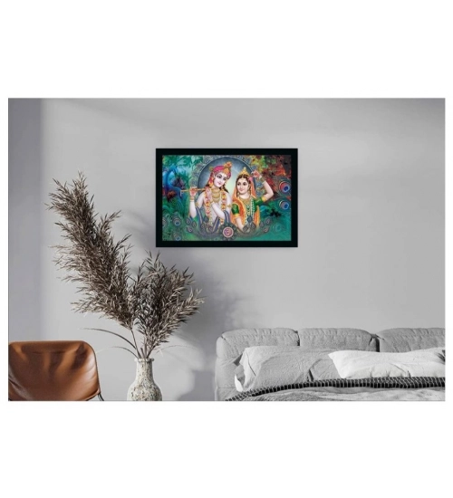 Radha Krishna Painting with Synthetic Photo Frame (Multicolor)