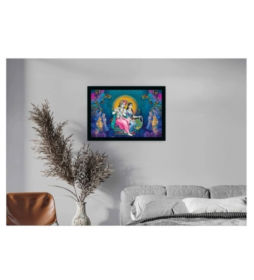 Radha Krishna Painting Vinyl Sparkle Coated with Synthetic Photo Frame (Multicolor)