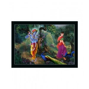 Generic Radha Krishna Painting with Synthetic Photo Frame (Multicolor)