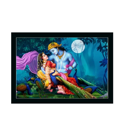 Radha Krishna Painting with Synthetic Photo Frame (Multicolor)