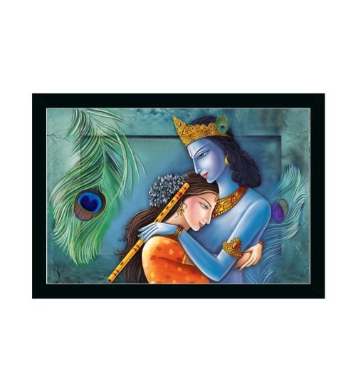 Radha Krishna Painting with Synthetic Photo Frame (Multicolor)