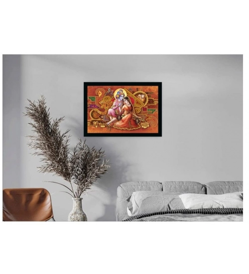 Radha Krishna Painting with Synthetic Photo Frame (Multicolor)