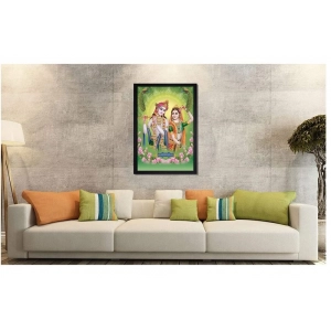 Generic Radha Krishna Painting with Synthetic Photo Frame (Multicolor)