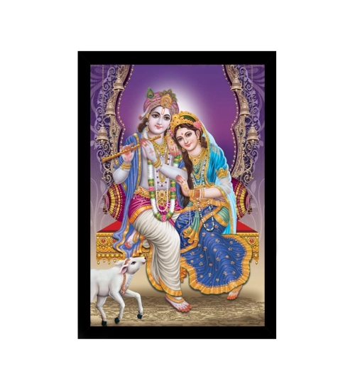 Radha Krishna Painting with Synthetic Photo Frame (Multicolor)