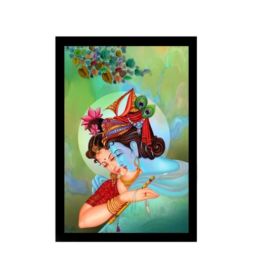 Beautiful Radha Krishna Vinyl Sparkle Coated with Synthetic Photo Frame (Multicolor)