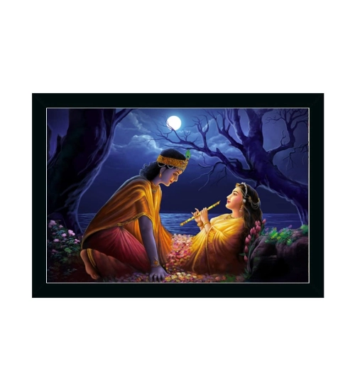 Radha Krishna Painting with Synthetic Photo Frame (Multicolor)