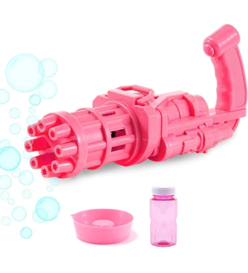 Pack Of_2 Electric Gatling Bubble Gun with 8 Hole For Kids (Assorted)
