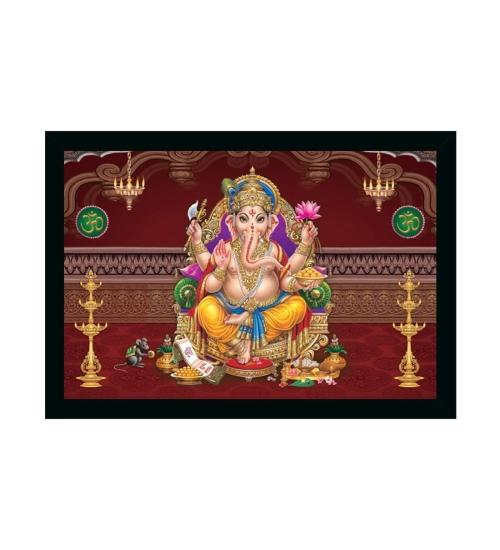 Ganesh Photo with Synthetic Photo Frame (Multicolor)