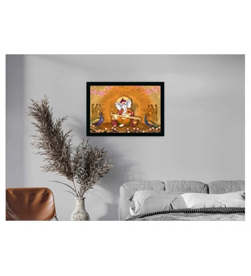 Ganesh Photo with Synthetic Photo Frame (Multicolor)