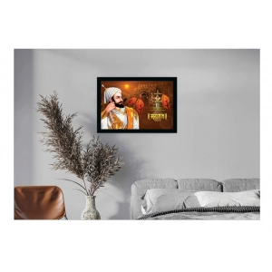 Generic Shivaji Maharaj Painting Vinyl Sparkle Coated with Synthetic Photo Frame (Multicolor)