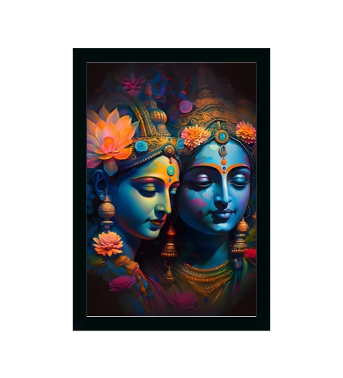 Radha Krishna Painting with Synthetic Photo Frame (Multicolor)