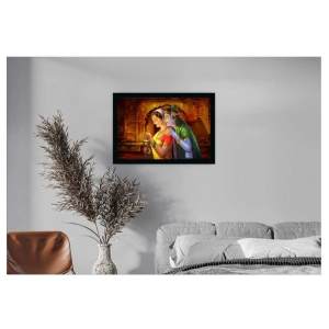 Generic Radha Krishna Painting Vinyl Sparkle Coated with Synthetic Photo Frame (Multicolor)