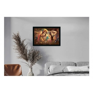 Generic Radha Krishna Painting Vinyl Sparkle Coated with Synthetic Photo Frame (Multicolor)