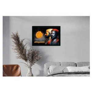 Generic Shivaji Maharaj Painting Vinyl Sparkle Coated with Synthetic Photo Frame (Multicolor)