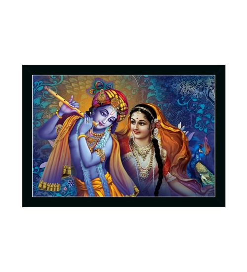 Radha Krishna Painting with Synthetic Photo Frame (Multicolor)