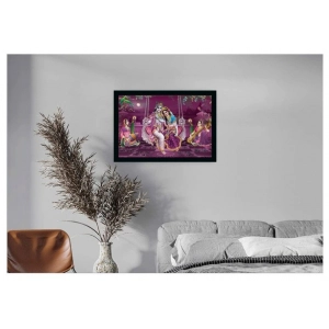 Generic Radha Krishna Painting with Synthetic Photo Frame (Multicolor)