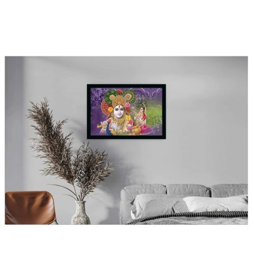 Radha Krishna Painting with Synthetic Photo Frame (Multicolor)