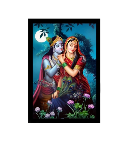 Radha Krishna Painting with Synthetic Photo Frame (Multicolor)