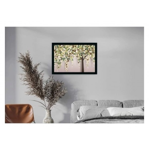 Generic Flower Painting Vinyl Sparkle Coated with Synthetic Photo Frame (Multicolor)