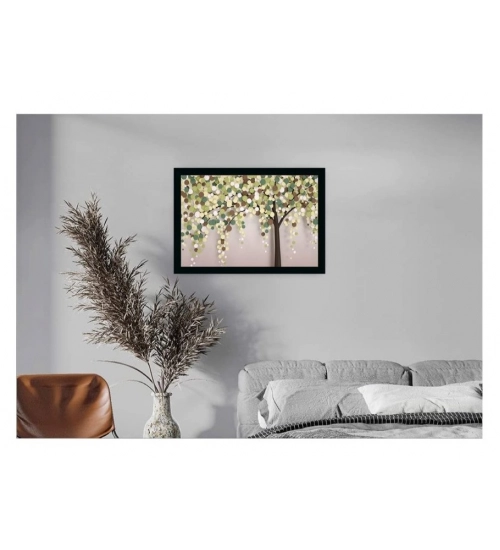Flower Painting Vinyl Sparkle Coated with Synthetic Photo Frame (Multicolor)