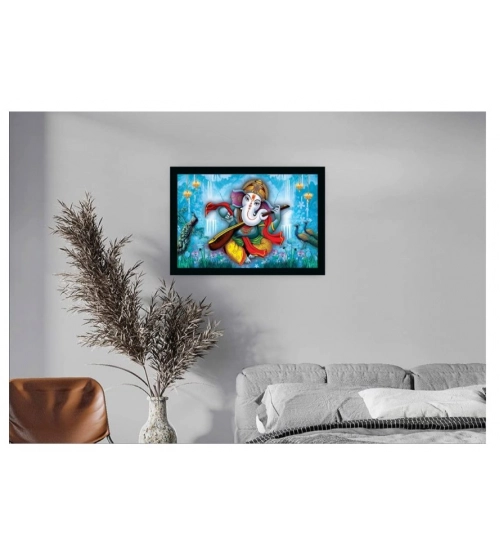 Ganesh Photo with Synthetic Photo Frame (Multicolor)
