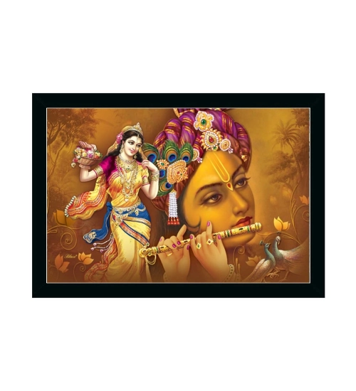 Radha Krishna Painting with Synthetic Photo Frame (Multicolor)