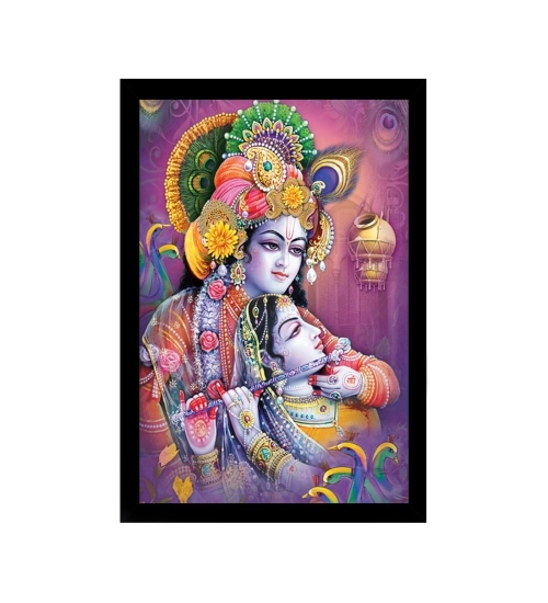 Radha Krishna Painting with Synthetic Photo Frame (Multicolor)