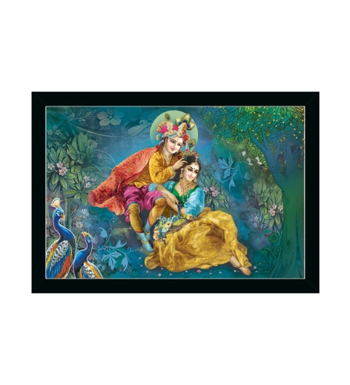 Radha Krishna Painting with Synthetic Photo Frame (Multicolor)