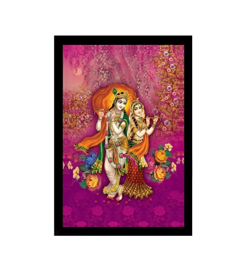 Radha Krishna Painting with Synthetic Photo Frame (Multicolor)