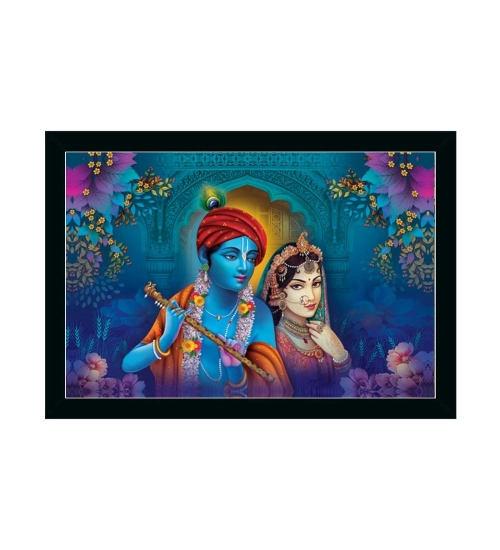 Radha Krishna Painting with Synthetic Photo Frame (Multicolor)